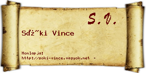 Sóki Vince névjegykártya