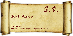 Sóki Vince névjegykártya